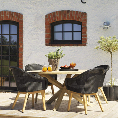 EIOS - Round Outdoor Dining Table in Natural Teak - Brafab |Milola