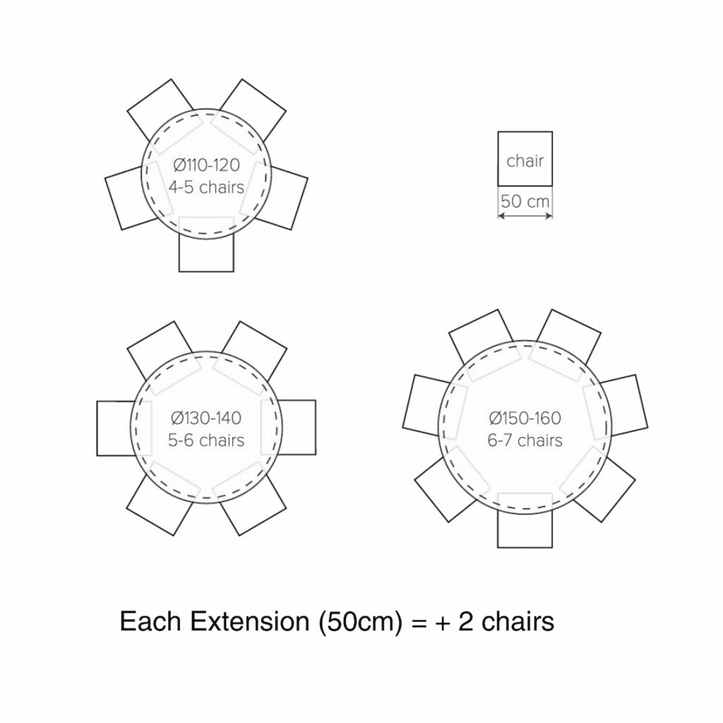 SYDNEY Solid Wood Round Dining Table - Extendable