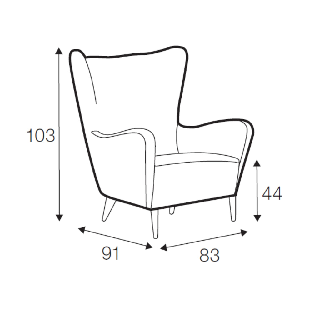 ELSA Armchair Dimension - Sits | Milola