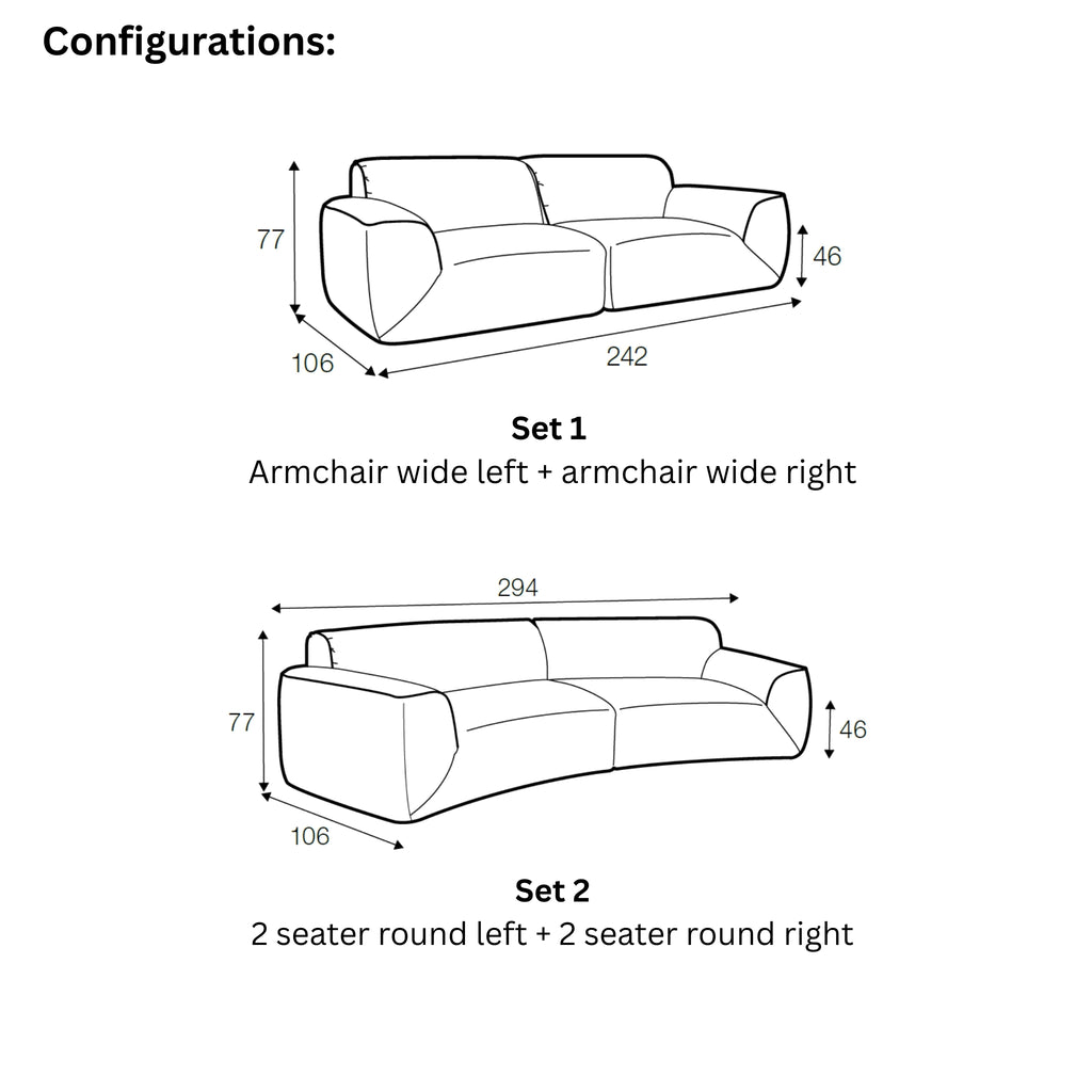 EMILY Sofa Configuration - Sits | Milola