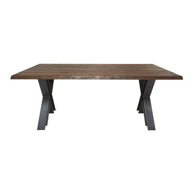 FOREST Solid Wood Dining Table in Mocca Brown - Steel X Legs - Kristensen Kristensen | Milola