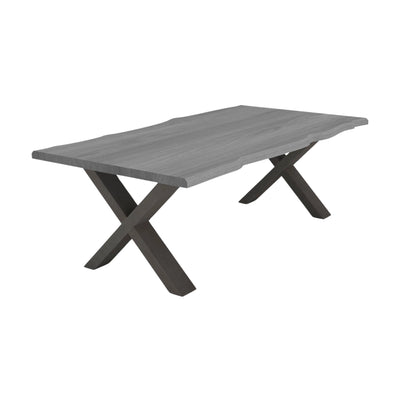 FOREST Solid Wood Dining Table in Light Grey - Steel X Legs - Kristensen Kristensen | Milola