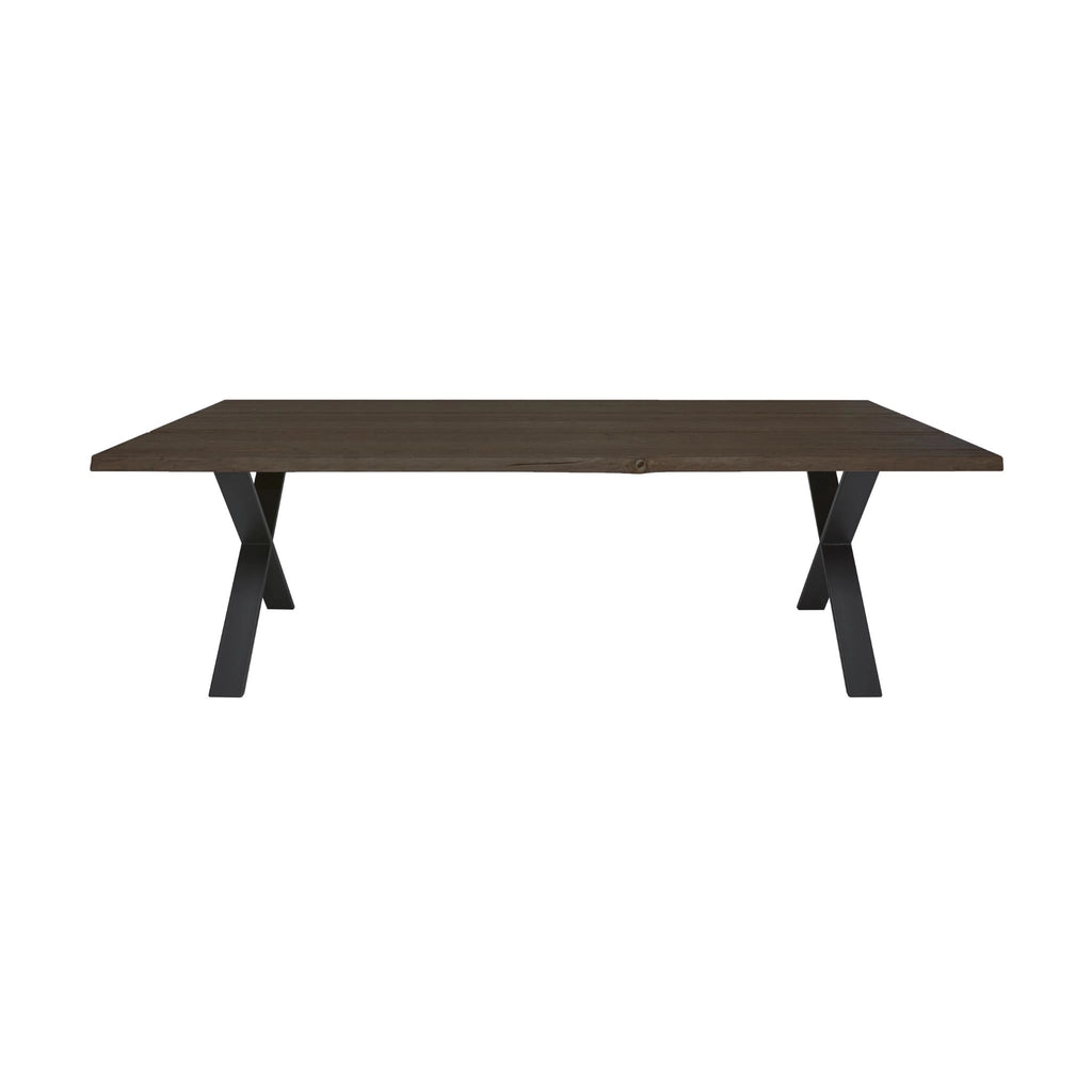 FOREST Solid Wood Dining Table in Mocca Brown - Steel X Legs - Kristensen Kristensen | Milola