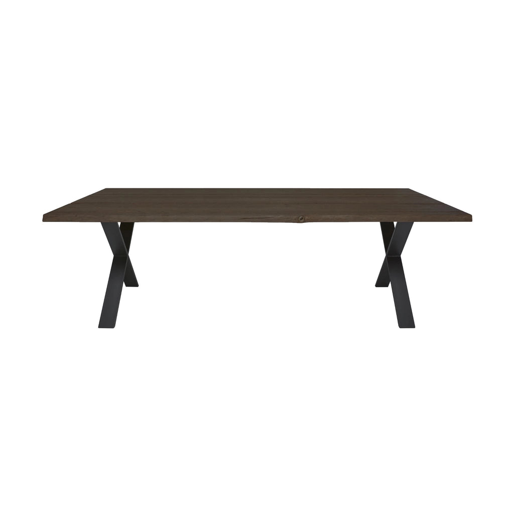 FOREST Solid Wood Dining Table in Mocca Brown - Steel X Legs - Kristensen Kristensen | Milola
