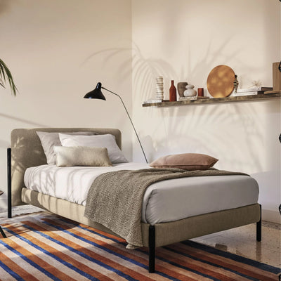 Flag Single Bed - Upholstered Single Bed in Brown - Bolzan | Milola