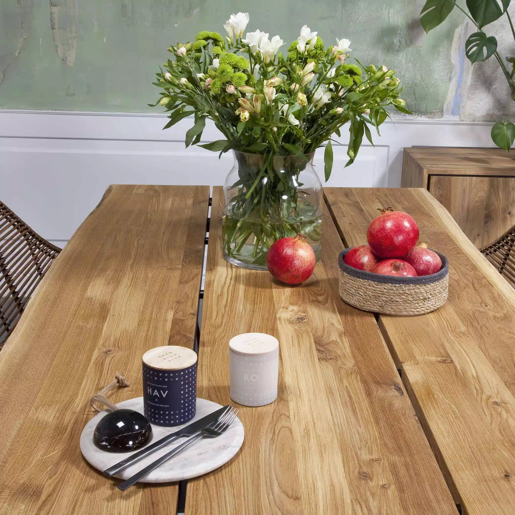 FOREST Solid Wood Dining Table in Natural Oiled Ash - Steel X Legs - with 3 Planks - Kristensen Kristensen | Milola