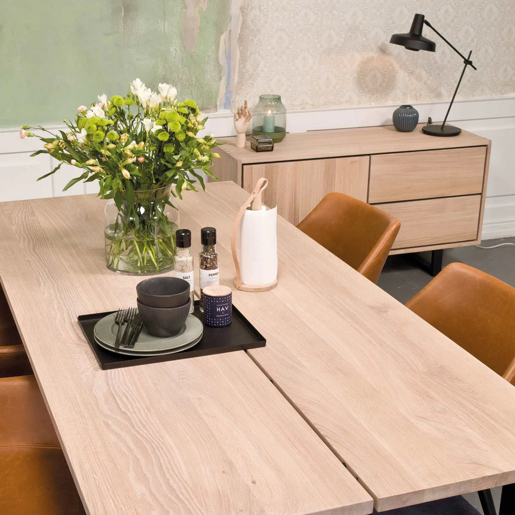 FOREST Solid Wood Dining Table - Wood U Legs - in Natural Oiled Ash - with 2 Planks - Kristensen Kristensen | Milola
