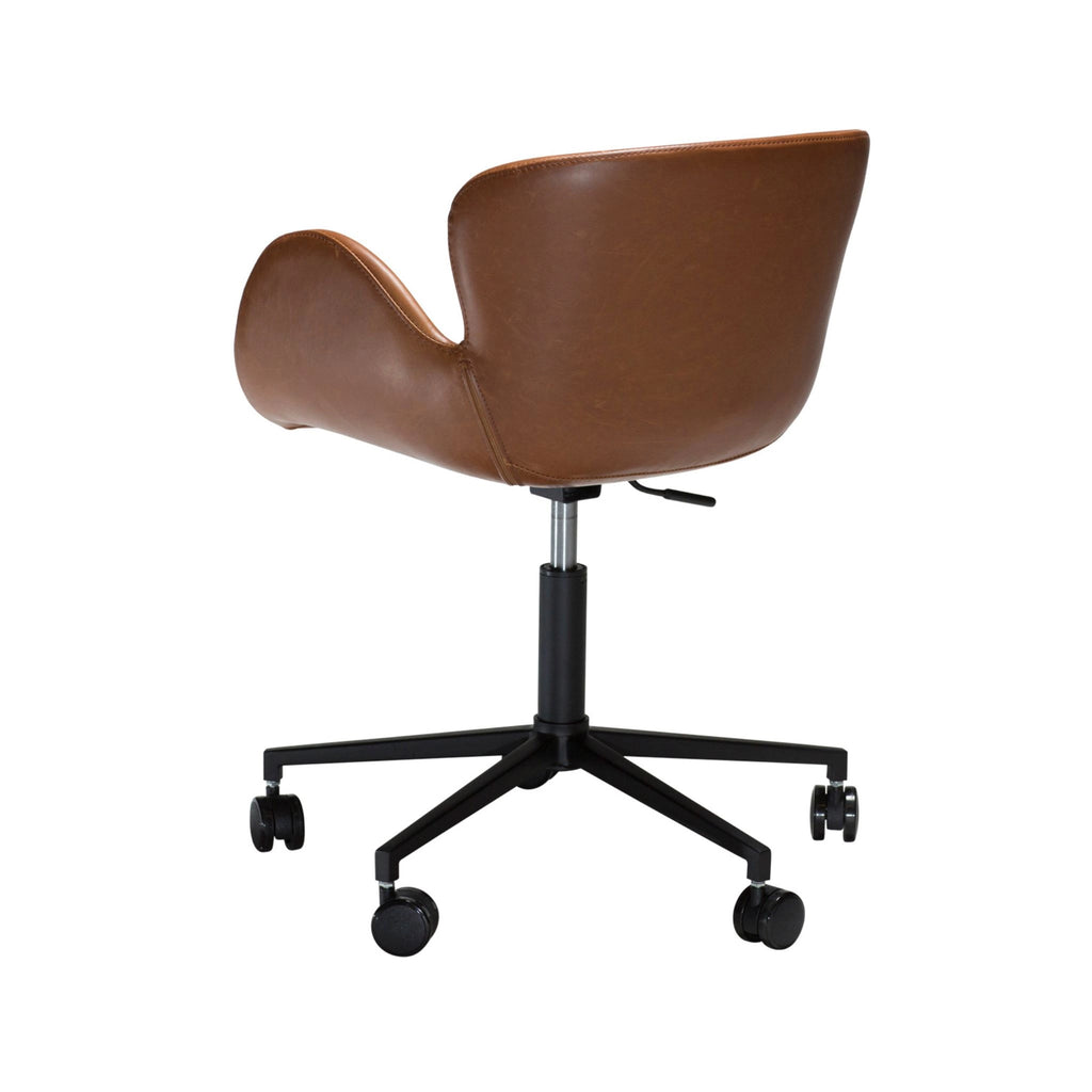 GAIA Office Chair in Brown Leather with Metal Legs - Danform | Milola