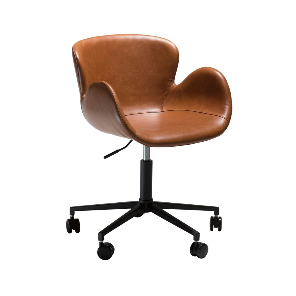 GAIA Office Chair in Brown Leather with Metal Legs - Danform | Milola
