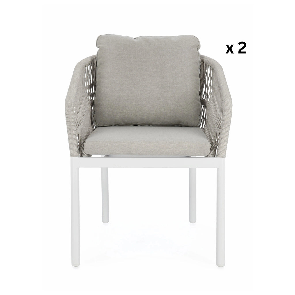 GALDANA Outdoor Dining Chair in White Beige - Bizzotto | Milola