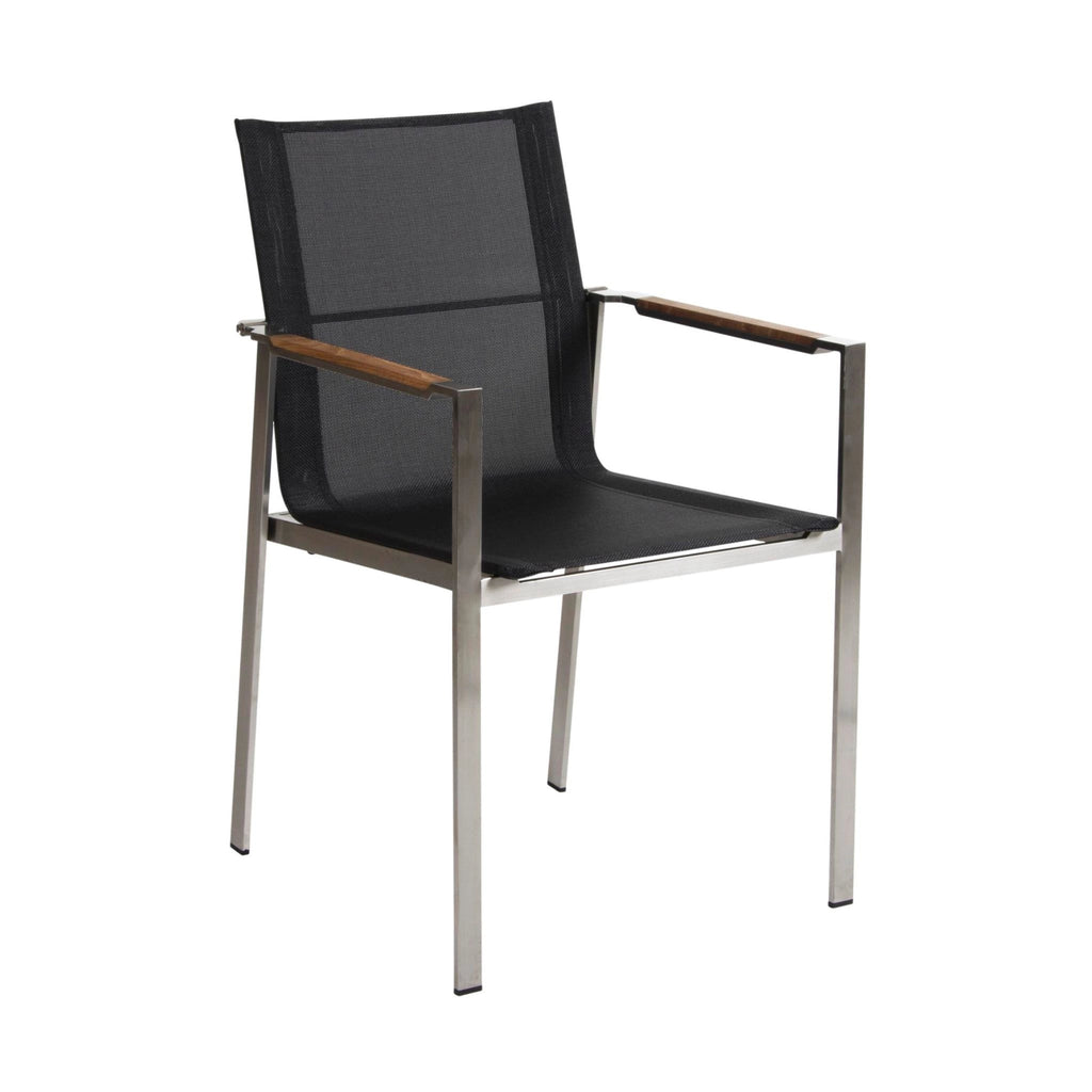 GOTLAND - Outdoor Dining Chair - Textilene / Teak - Brafab | Milola