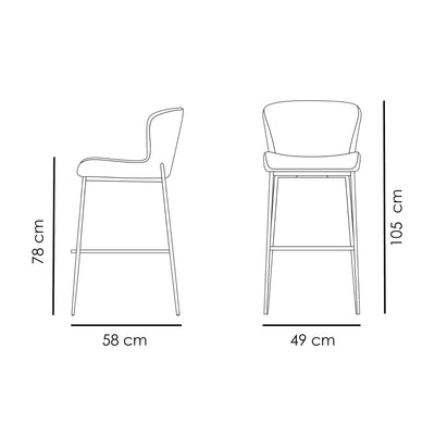 GLAM Bar Stool Dimensions - Danform | Milola