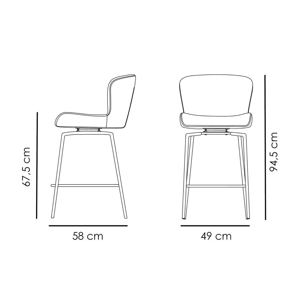 GLAM Counter Stool Swivel Dimensions - Danform | Milola