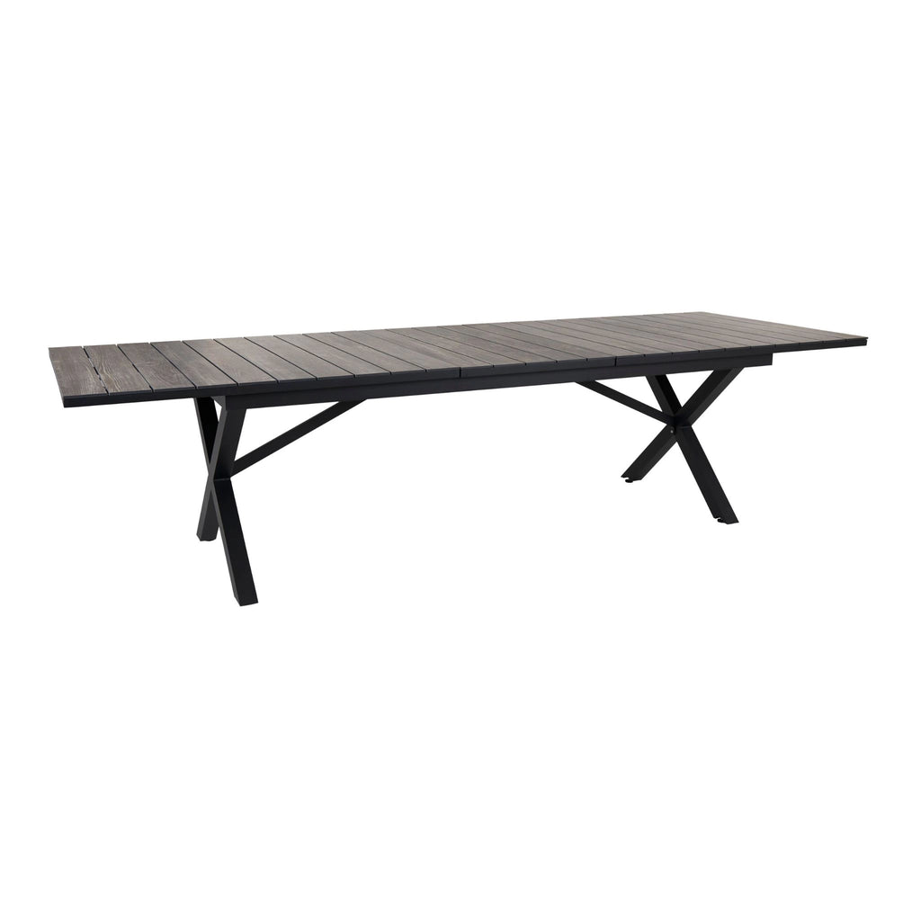 HILLMOND Extendable Outdoor Dining Table - Black Aluminium / Laminate - Brafab | Milola