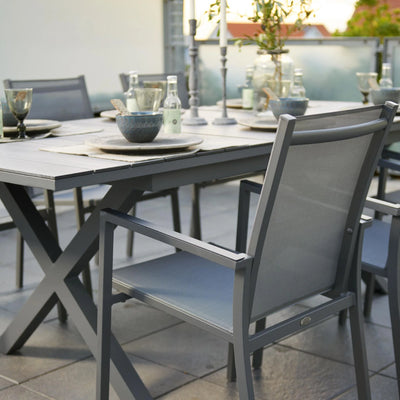 HILLMOND Extendable Outdoor Dining Table - Black Aluminium / Laminate - Brafab | Milola
