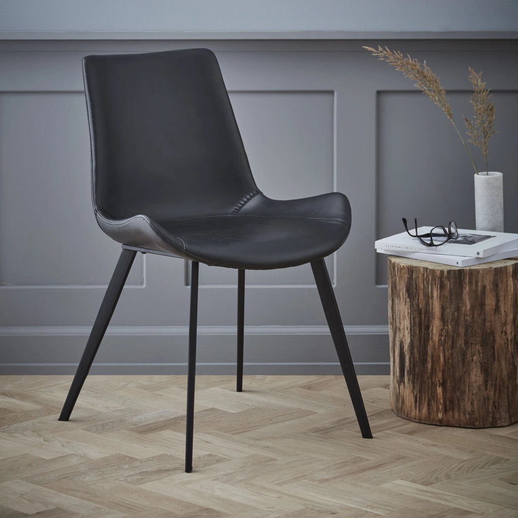 HYPE Dining Chair - Art. Leather, Black Metal Legs