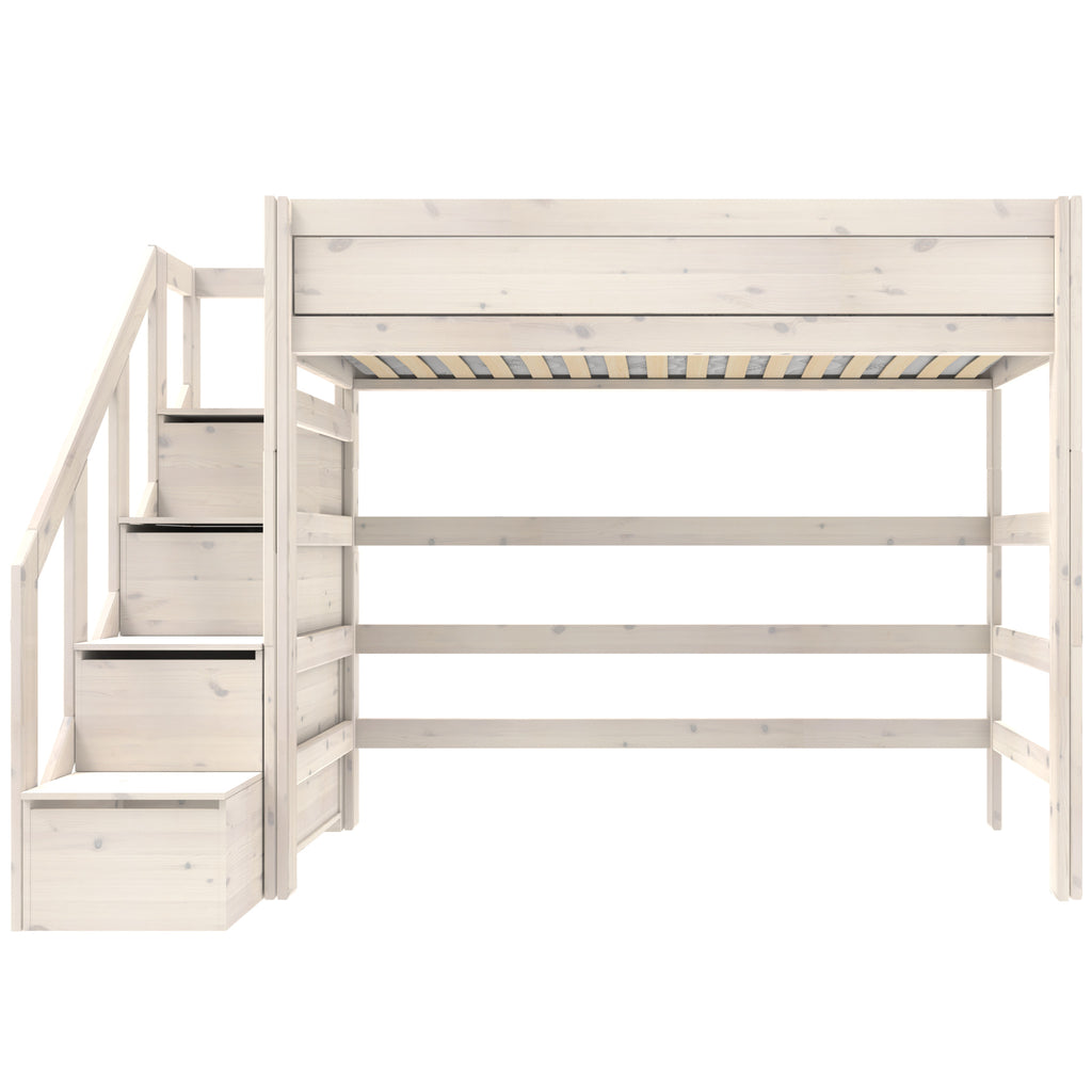 HIGH BED with Stepladder in White Wash - Lifetime Kids | Milola