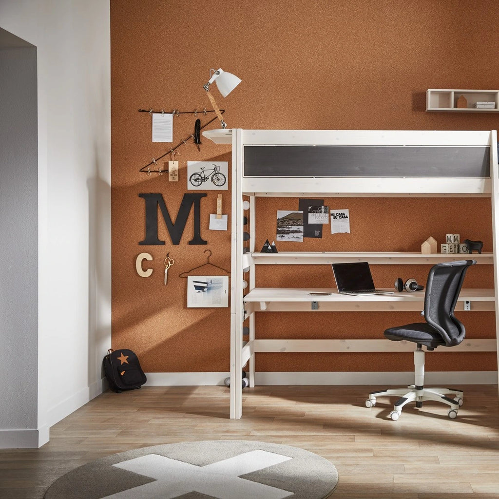 High Bed with Straight Ladder - in White - Lifetime Kidsrooms | Milola