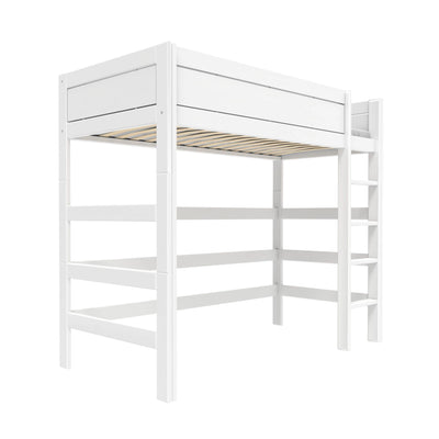 High Bed with Straight Ladder - in White - Lifetime Kidsrooms | Milola