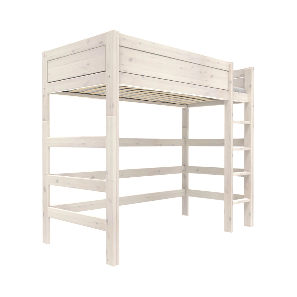 High Bed with Straight Ladder - in White-Wash - Lifetime Kidsrooms | Milola