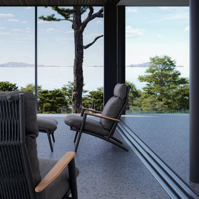 IBISCO Lounge Chair with Footstool in Antracite - Bizzotto | Milola