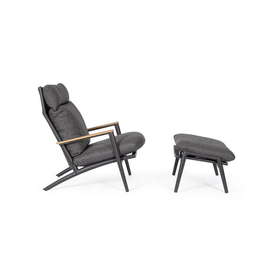 IBISCO Lounge Chair with Footstool in Antracite - Bizzotto | Milola