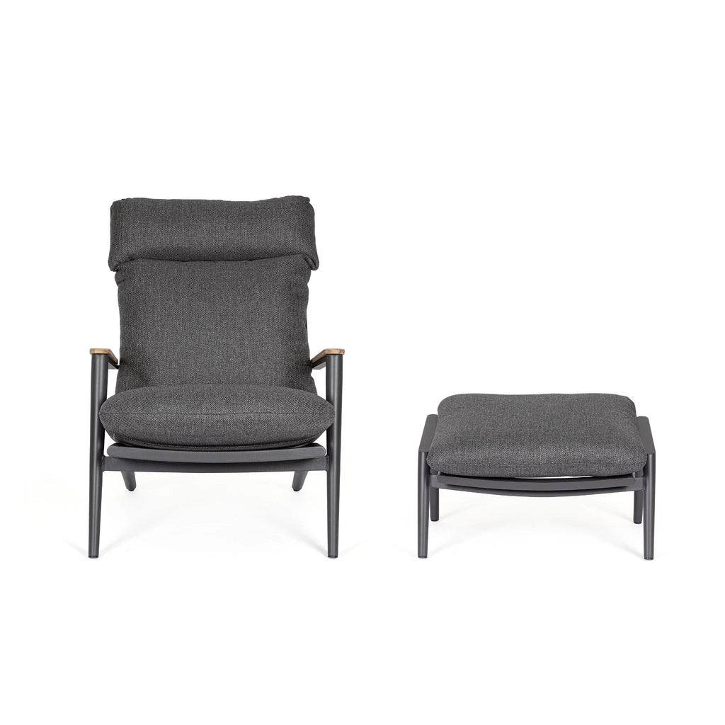 IBISCO Lounge Chair with Footstool in Antracite - Bizzotto | Milola