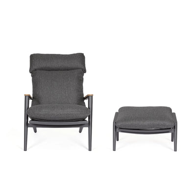 IBISCO Lounge Chair with Footstool in Antracite - Bizzotto | Milola