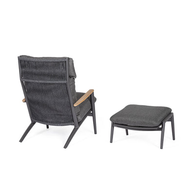 IBISCO Lounge Chair with Footstool in Antracite - Bizzotto | Milola