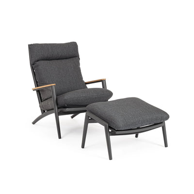 IBISCO Lounge Chair with Footstool in Antracite - Bizzotto | Milola