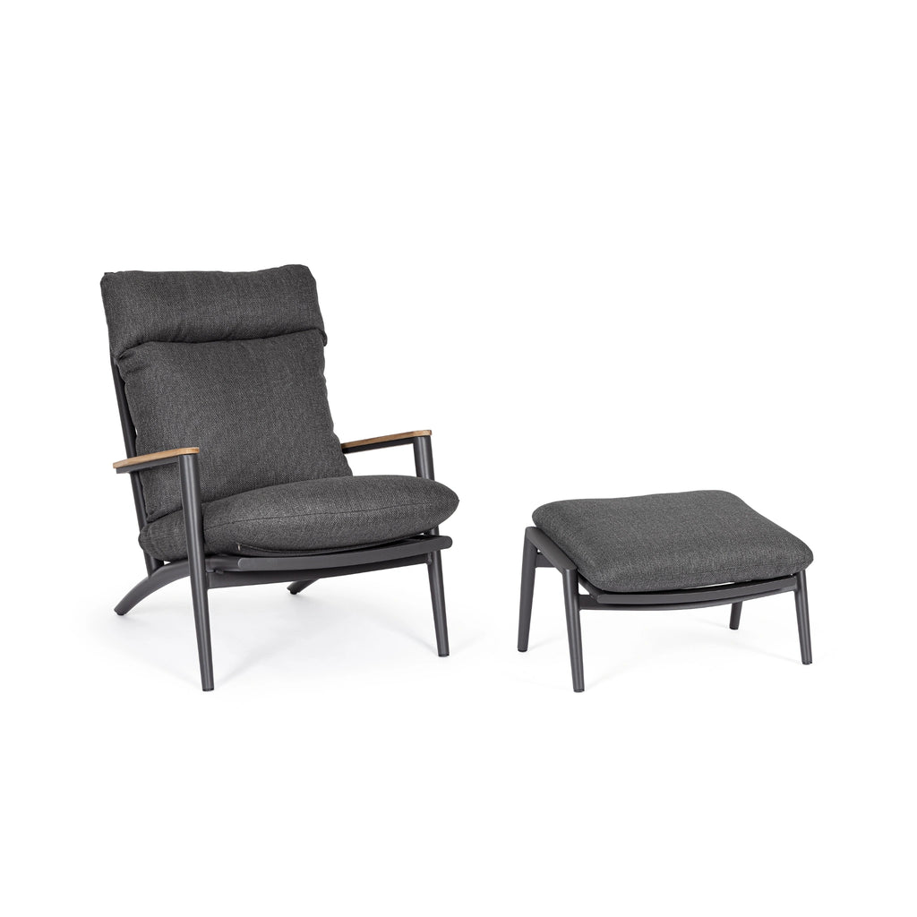 IBISCO Lounge Chair with Footstool in Antracite - Bizzotto | Milola