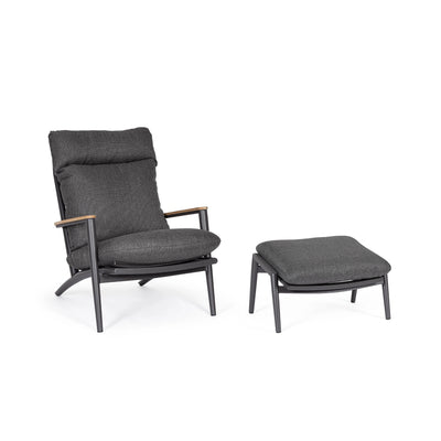 IBISCO Lounge Chair with Footstool in Antracite - Bizzotto | Milola