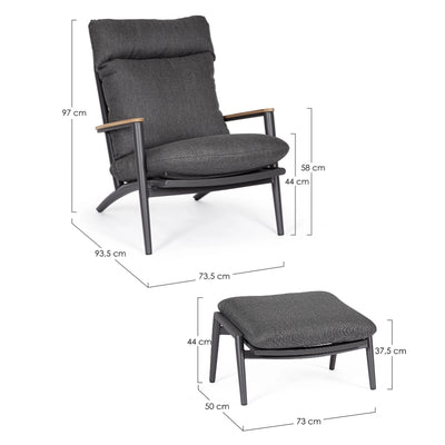 IBISCO Lounge Chair with Footstool Dimensions - Bizzotto | Milola