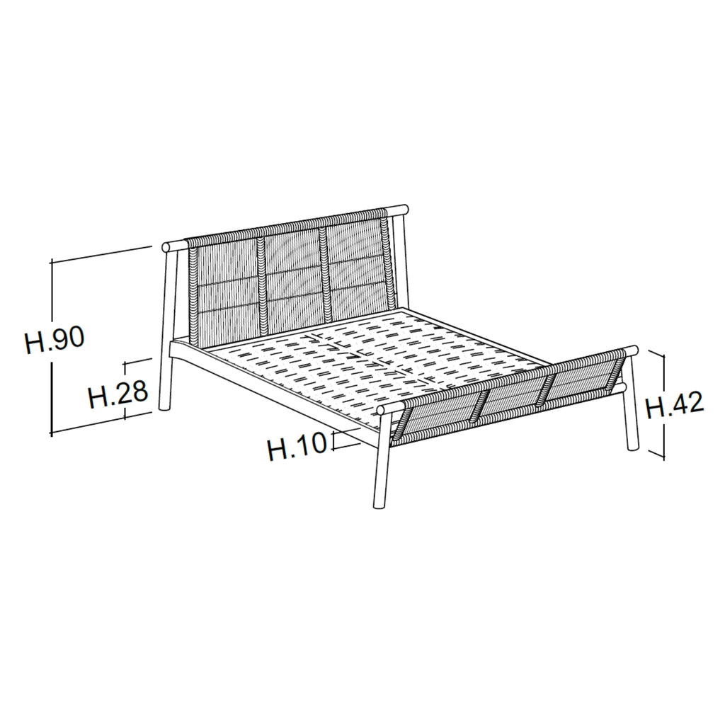 JACK-E INTRECCIO Bed with Woven Headboard - Bolzan | Milola
