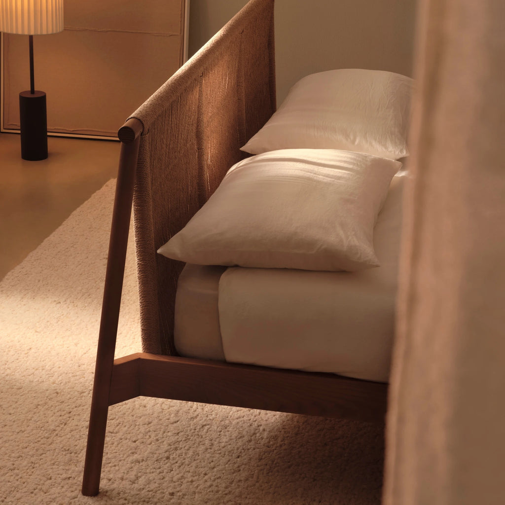 JACK-E INTRECCIO Bed with Woven Headboard - Bolzan | Milola