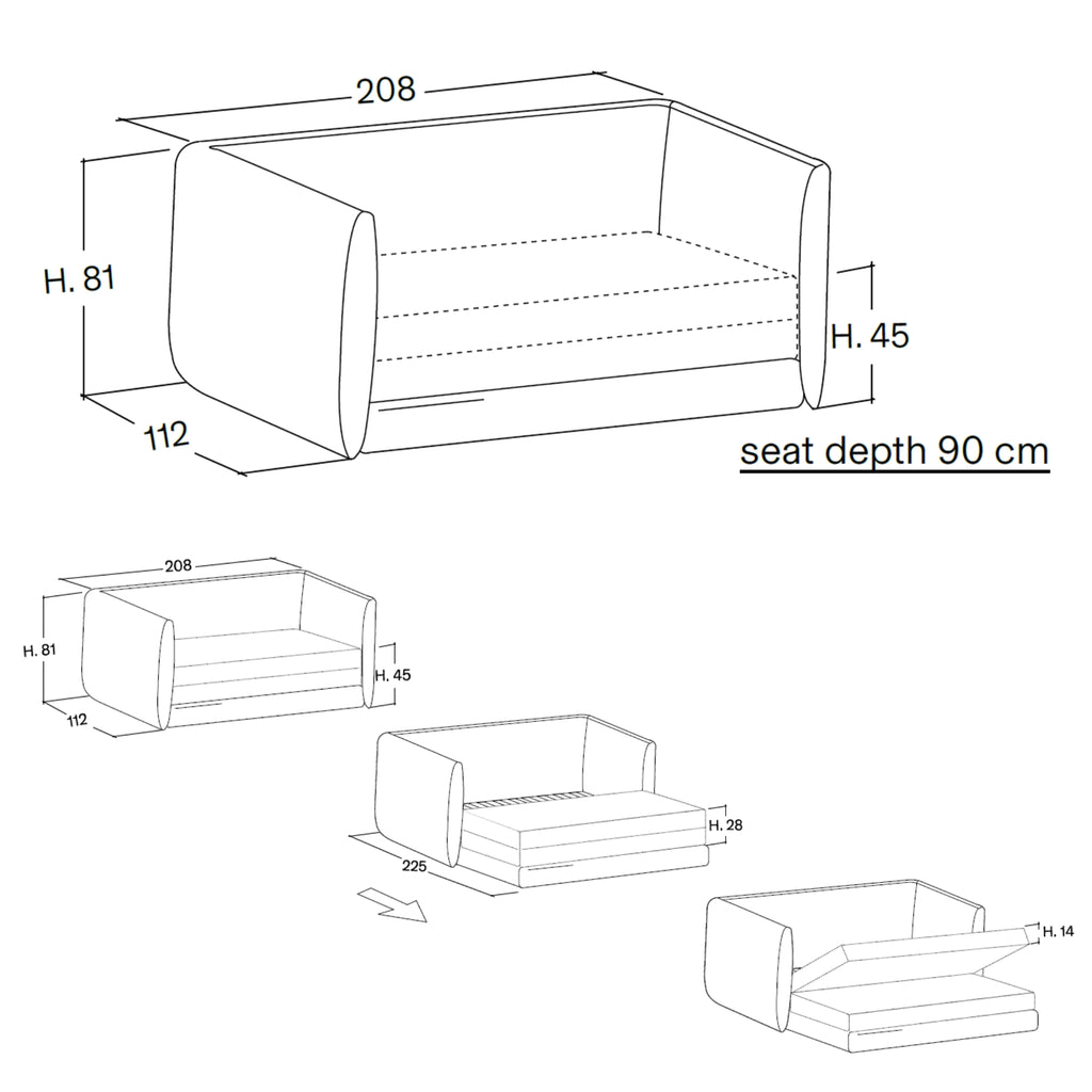 JILL Day Bed - Upholstered Day Bed in Terracotta - Bolzan | Milola