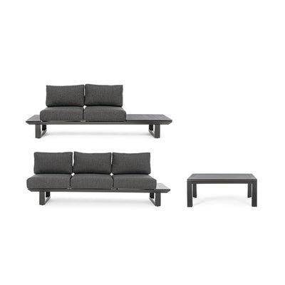 KONNOR Outdoor Corner Sofa Set in Charcoal - Bizzotto | Milola