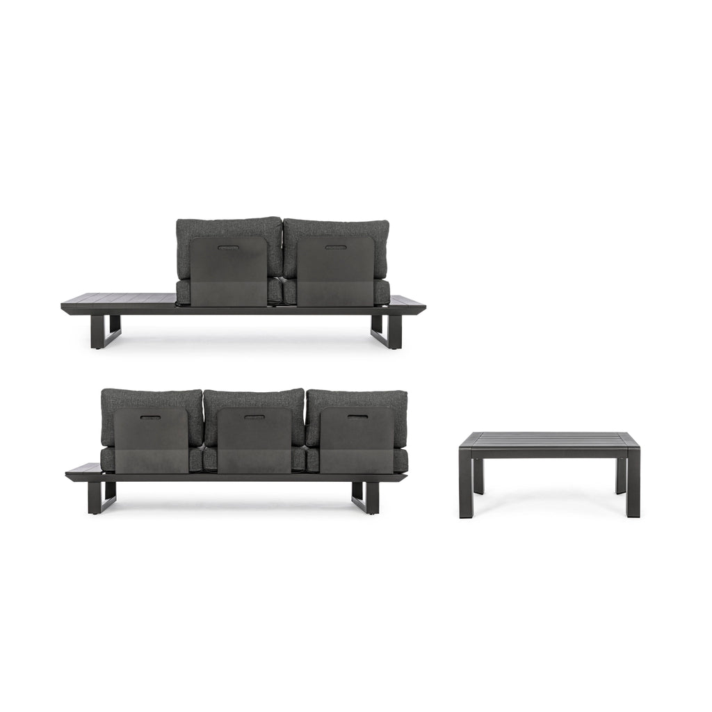 KONNOR Outdoor Corner Sofa Set in Charcoal - Bizzotto | Milola