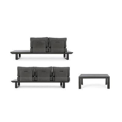 KONNOR Outdoor Corner Sofa Set in Charcoal - Bizzotto | Milola