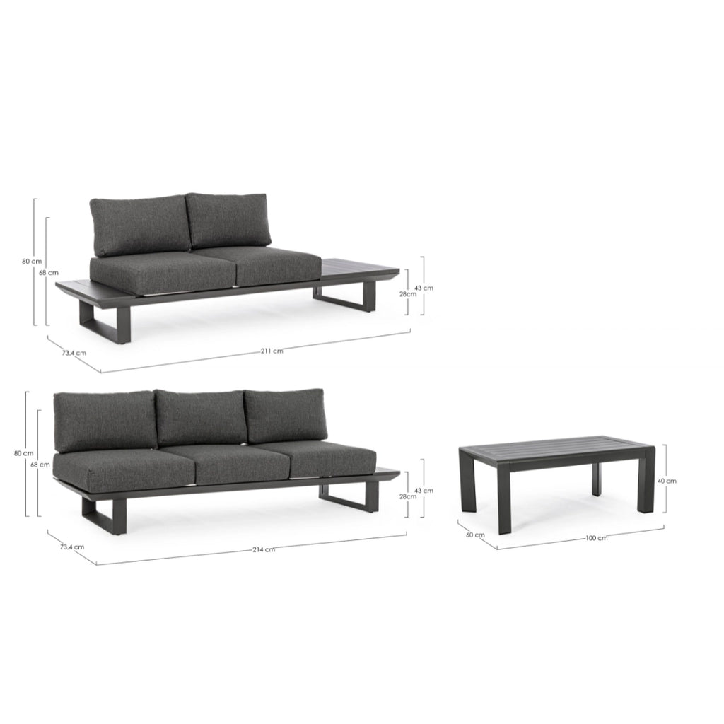 KONNOR Outdoor Corner Sofa Set Dimensions - Bizzotto | Milola