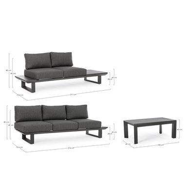 KONNOR Outdoor Corner Sofa Set Dimensions - Bizzotto | Milola