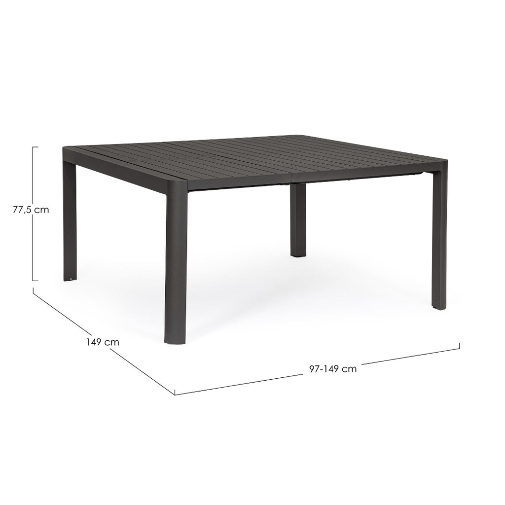 KIPLIN Square Extendable Outdoor Dining Table Set Dimensions - Bizzotto | Milola