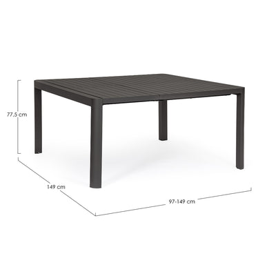 KIPLIN Square Extendable Outdoor Dining Table Set Dimensions - Bizzotto | Milola