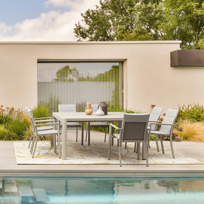 KIPLIN Square Extendable Outdoor Dining Table Set in Rastin - Bizzotto | Milola