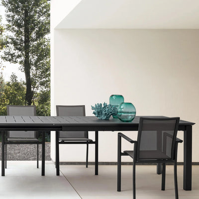 KONNOR Outdoor Extendable Dining Table Set in Charcoal -Bizzotto | Milola