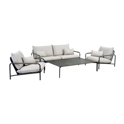 LERBERGET Garden Lounge Set - 2.5 Seater Sofa with 2 Chairs and Coffee Table in Grey - Suns | Milola