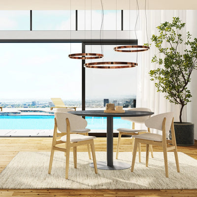 LEIF Round Ceramic/Marble Dining Table - Black with Laurent 822 Top - Milola