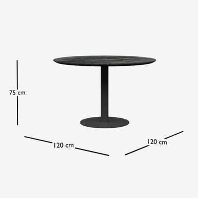 LEIF Round Ceramic/Marble Dining Table - Black Dimensions - Milola
