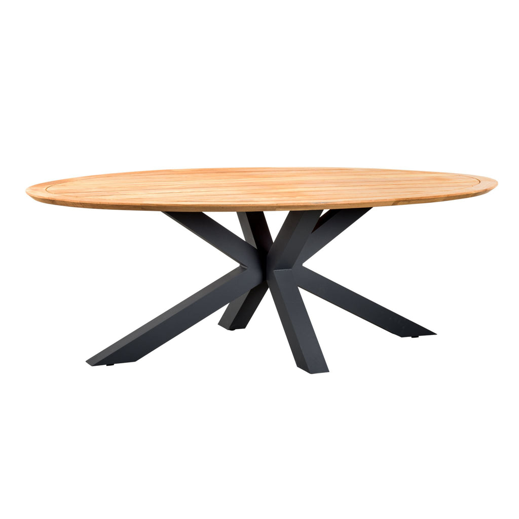 MADRE - Oval Outdoor Dining Table - Teak & Grey Aluminium - Suns | Milola