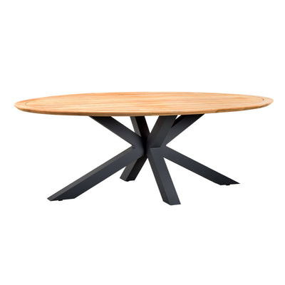 MADRE - Oval Outdoor Dining Table - Teak & Grey Aluminium - Suns | Milola